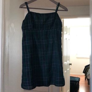 Green plaid slip dress